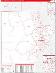 Salt Lake City Metro Area Wall Map Red Line Style 2026